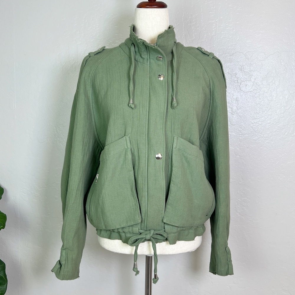 •BLANK NYC• Green Cotton Voile Gauze Jacket Size S